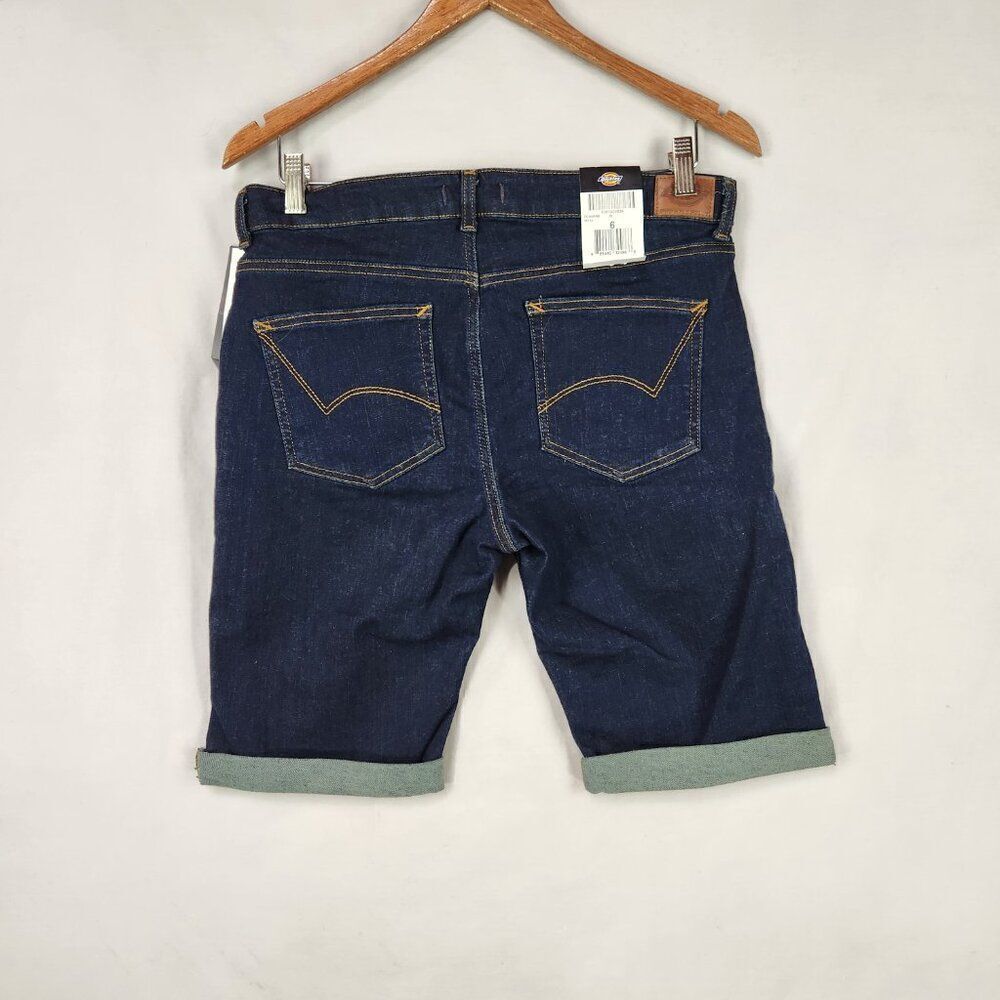 Dickies The Perfect Shape Bermuda Jean Shorts Women Size 6 Denim Mid Rise Dark - Picture 2 of 9